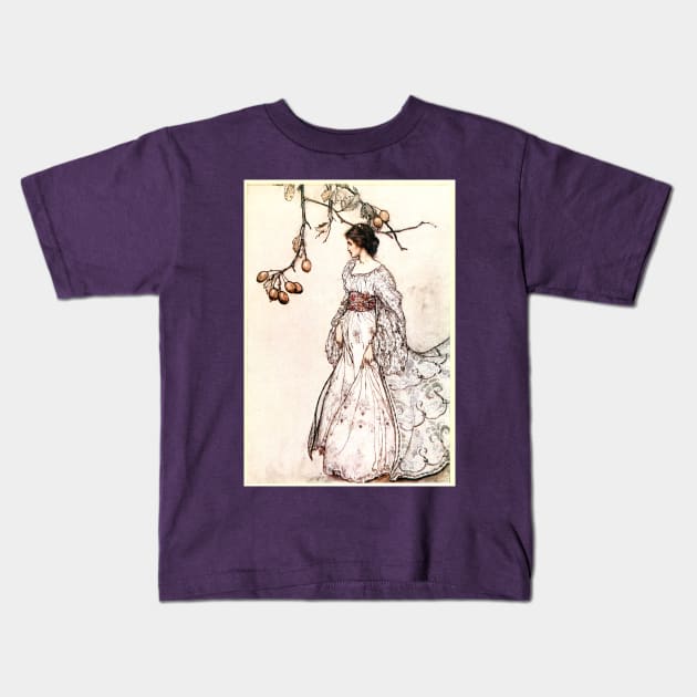 Looking very undancey indeed - Peter Pan in Kensington Gardens - Arthur Rackham Kids T-Shirt by forgottenbeauty